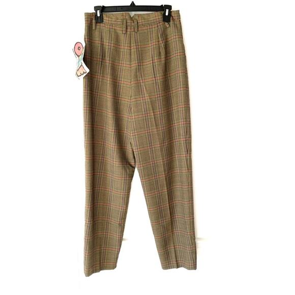 Vintage 1987 Ollie High Waist Olive Green Plaid Mom Pants NWTs Junior 11 Large - Picture 6 of 9